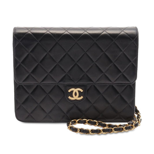 Black Chanel Quilted Lambskin Single Flap Shoulder Bag