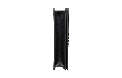 (WMNS) Gucci Chain Wallet With Gucci Script 'Black Leather' 772643-0OP0N-1000