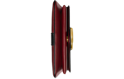 GUCCI Arli Gold Label Logo Colorblock Leather Shoulder Messenger Bag Small Red / Black 550129-0V1IG-6663