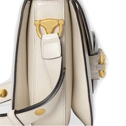 (WMNS) Gucci Horsebit 1955 Retro Gold buckle Leather Shoulder Messenger Bag Small White Classic 602204-1DB0G-9022