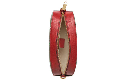 (WMNS) Gucci Apple Pattern Leather Canvas Shoulder Messenger Bag 'Ebony Red' 574886-2EVDG-8646