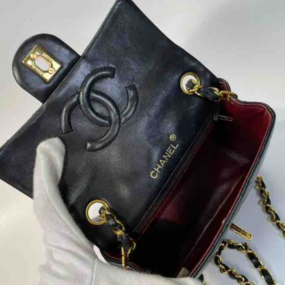 Chanel Classic Flap Shoulder Bag, Black Lambskin, Mini