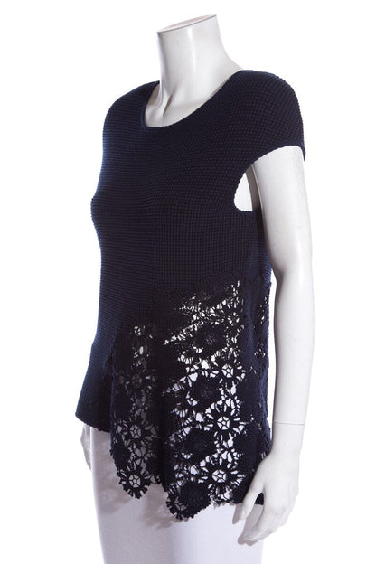 Chanel Navy & Black Lace Top SZ 42