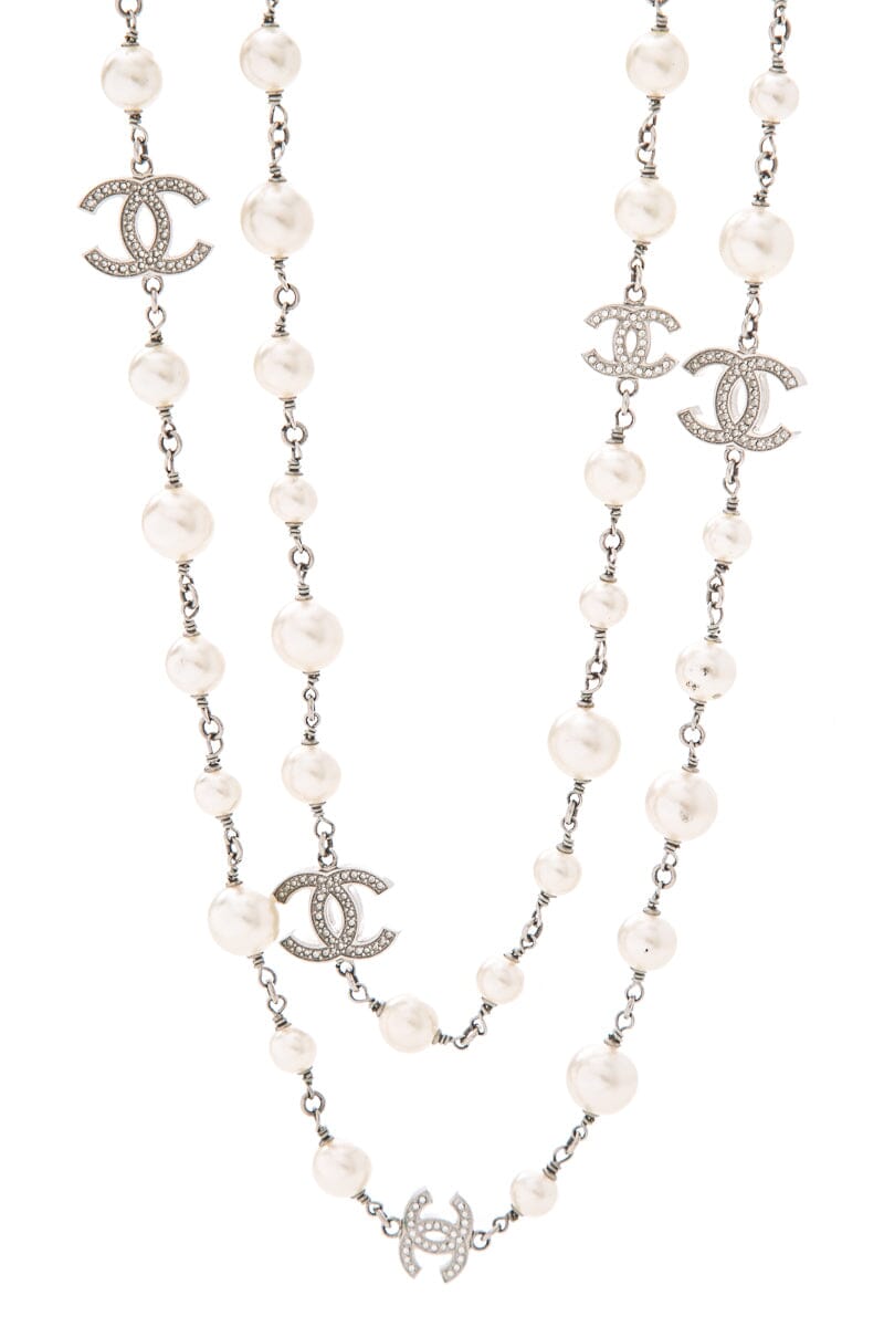 Chanel Pearl & CC Silver Necklace