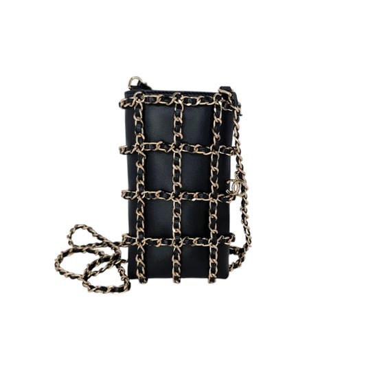 Chanel Black Calfskin Tech Me Out Crossbody Phone Holder