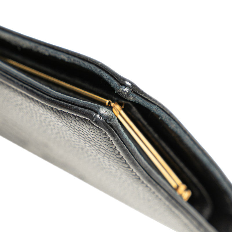Chanel Caviar Skin Coco Mark Long Wallet