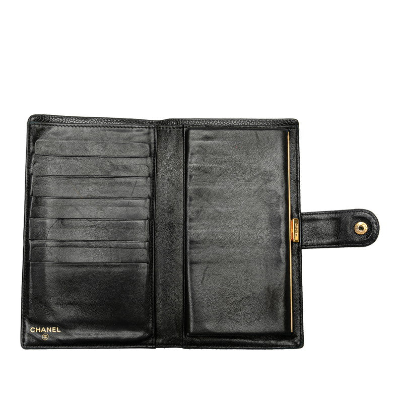 Chanel Caviar Skin Coco Mark Long Wallet