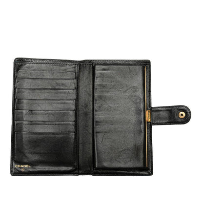 Chanel Caviar Skin Coco Mark Long Wallet