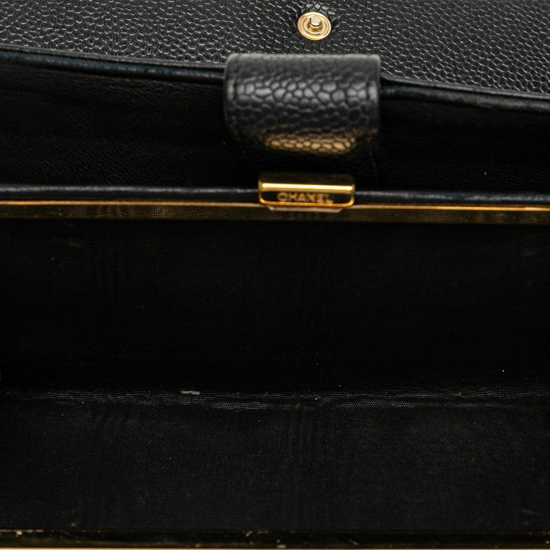 Chanel Caviar Skin Coco Mark Long Wallet