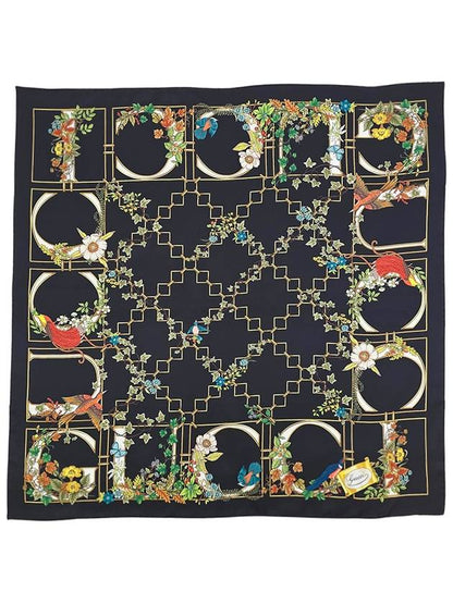 Gucci Animal and Floral Print Silk Scarf Black