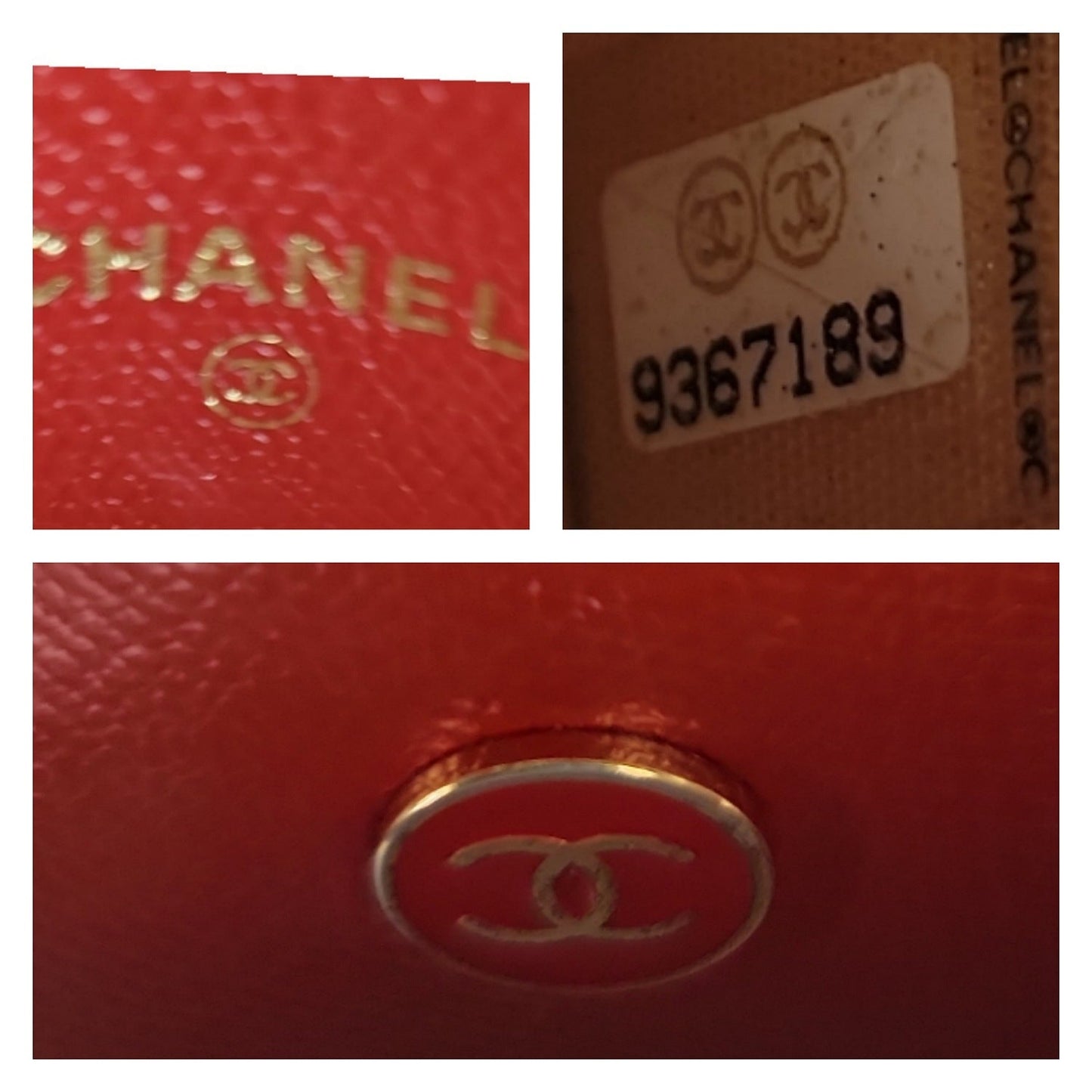 Chanel Vintage Red Caviar Coco Button Card Case