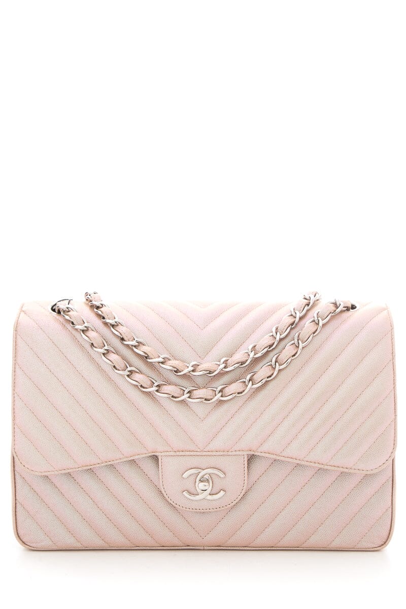 Chanel 2017 Jumbo Pink Iridescent Caviar Togo Leather Handbag