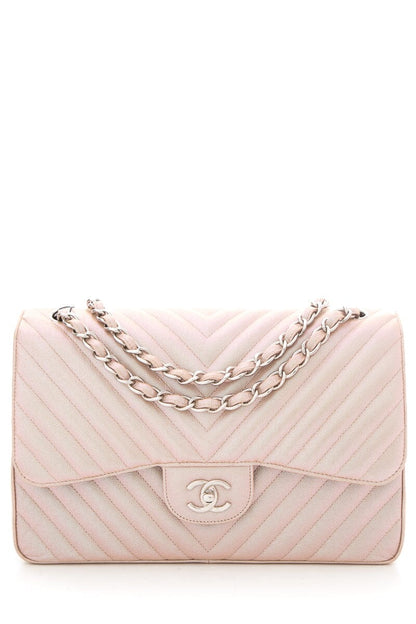 Chanel 2017 Jumbo Pink Iridescent Caviar Togo Leather Handbag