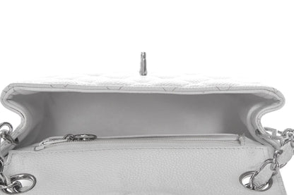 Chanel White Caviar Mini Flap SHW  Handbag