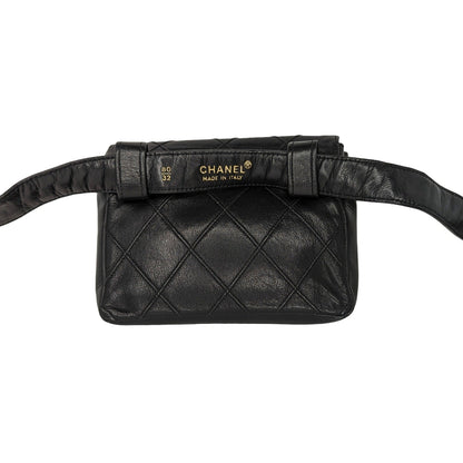 Chanel Vintage Lambskin Diamond Stitched Flap Waist Belt Bag