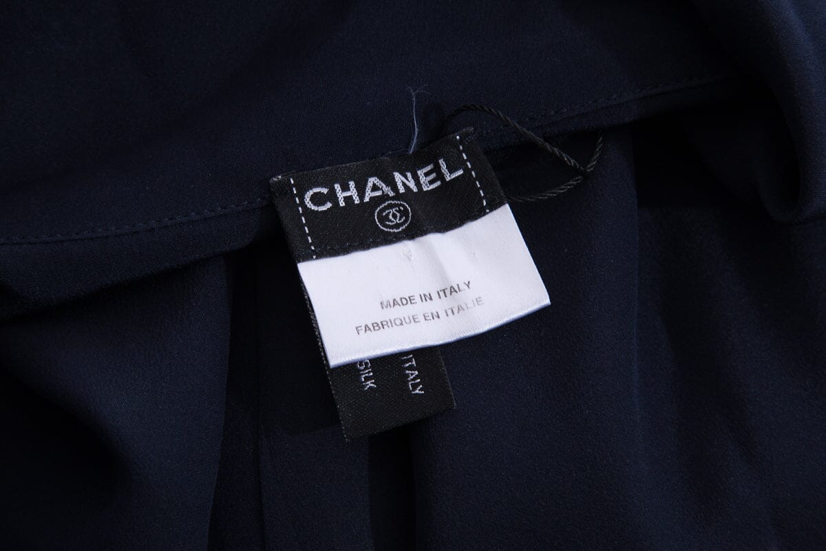 Chanel Midnight Silk Blouse SZ 40