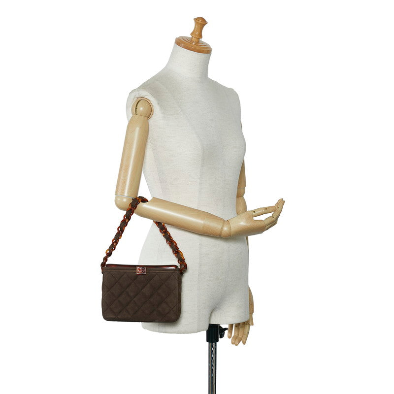 Chanel Suede Matelasse Coco Mark Chain Vanity Bag