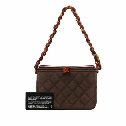 Chanel Suede Matelasse Coco Mark Chain Vanity Bag