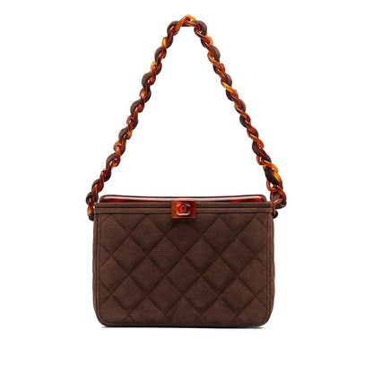 Chanel Suede Matelasse Coco Mark Chain Vanity Bag