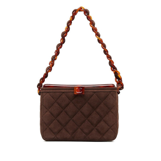 Chanel Suede Matelasse Coco Mark Chain Vanity Bag