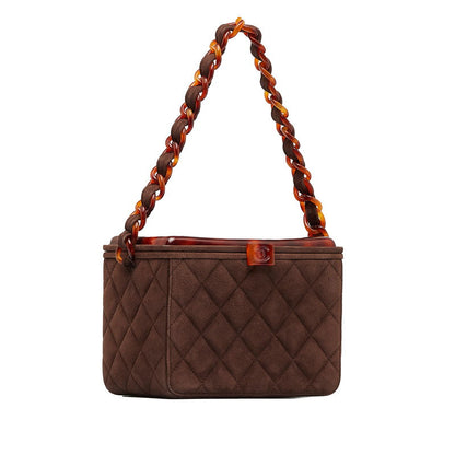 Chanel Suede Matelasse Coco Mark Chain Vanity Bag