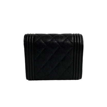Chanel Caviar Le Boy Trifold Wallet  Leather Short Wallet