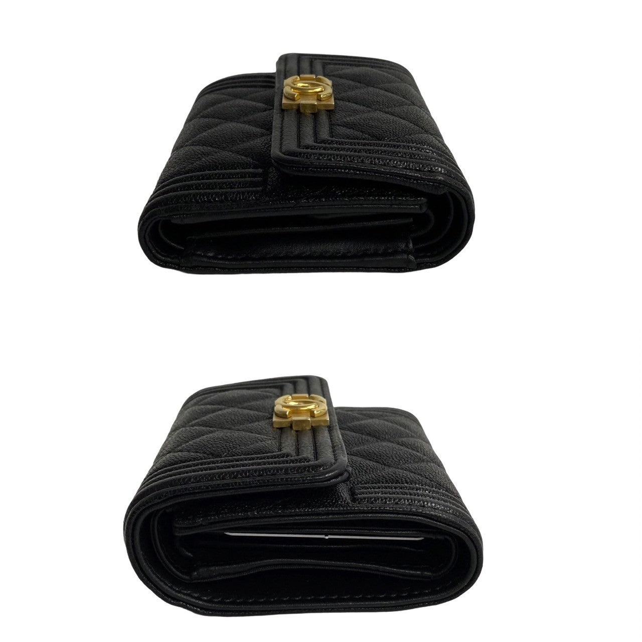Chanel Caviar Le Boy Trifold Wallet  Leather Short Wallet