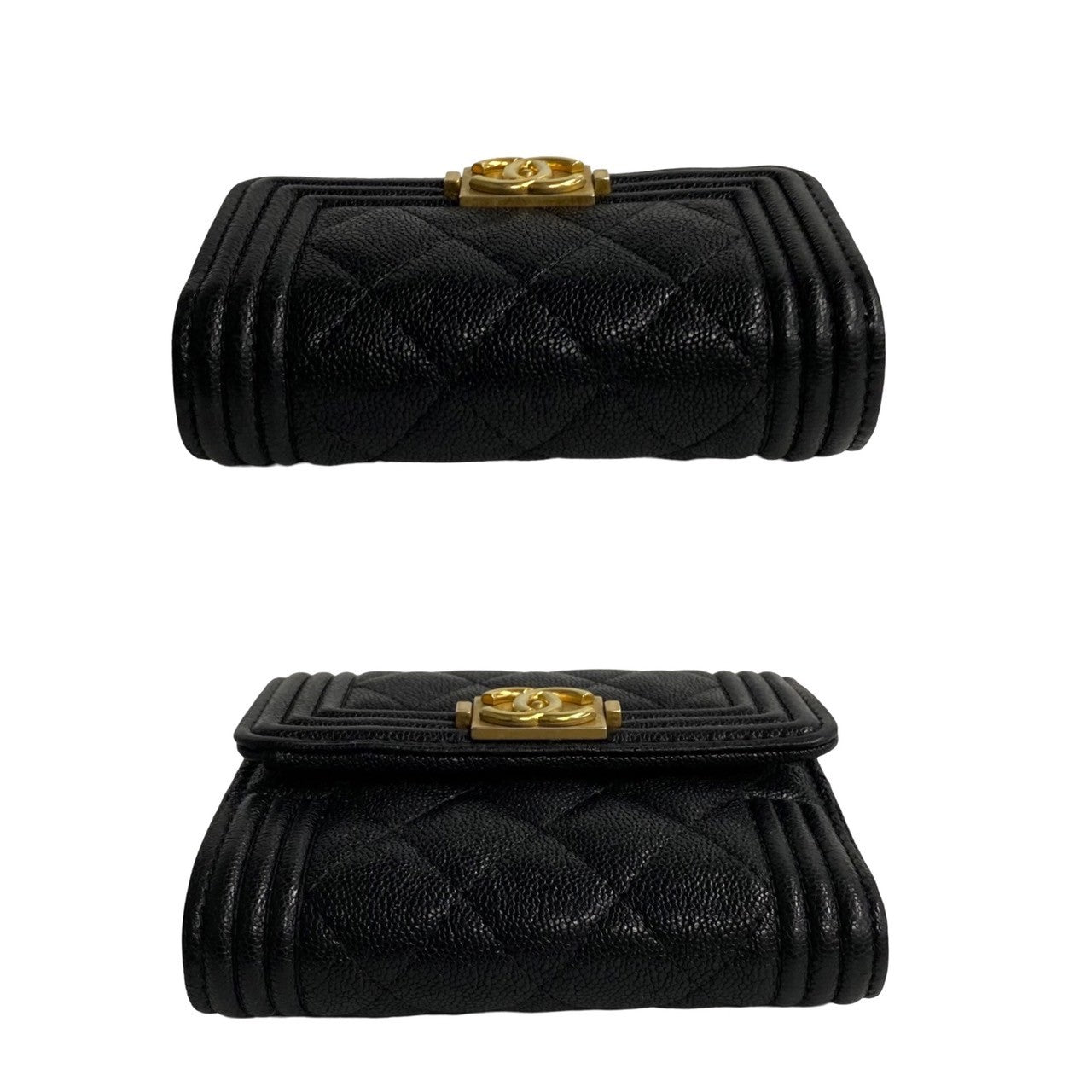 Chanel Caviar Le Boy Trifold Wallet  Leather Short Wallet