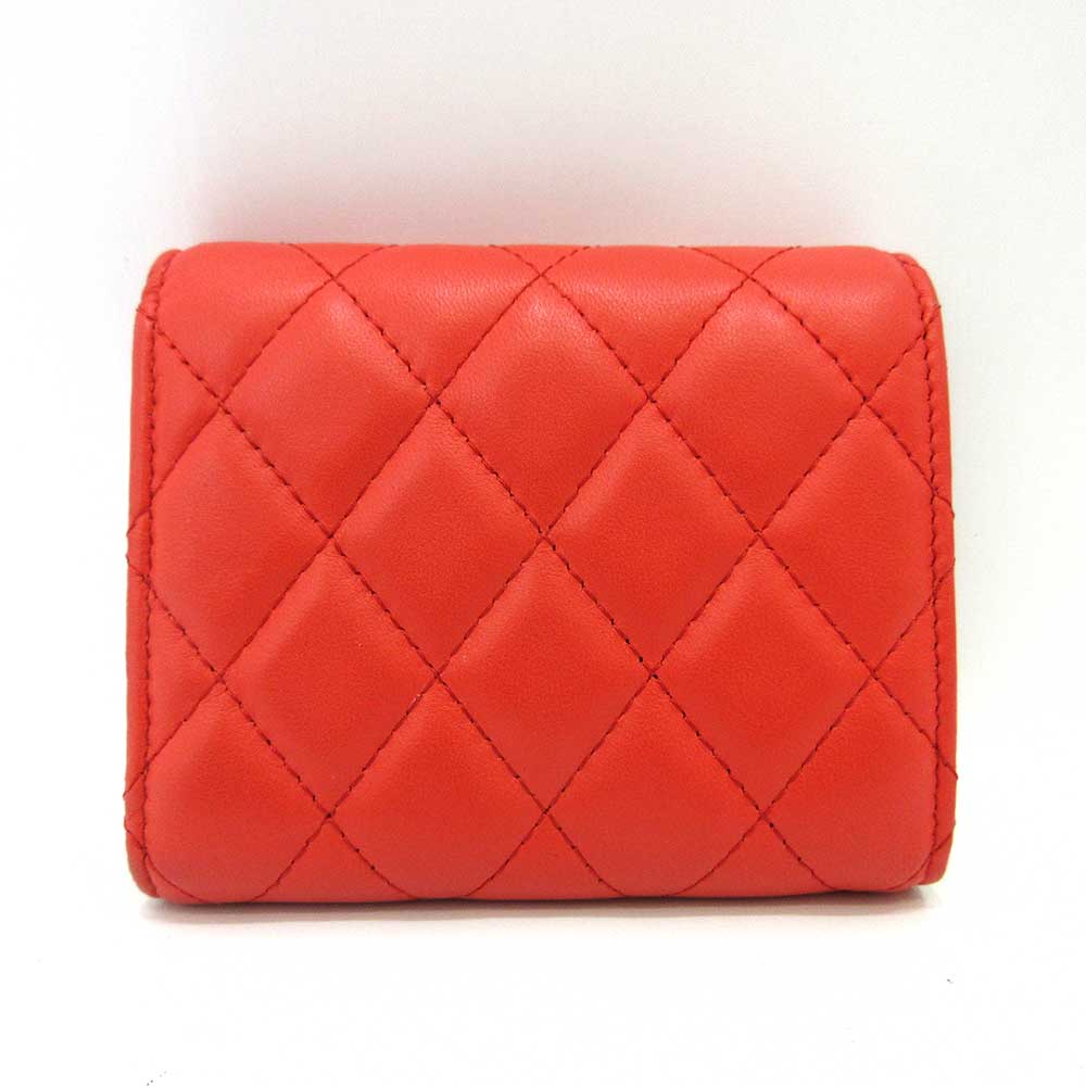 Chanel Small Wallet Orange Red Lambskin