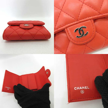 Chanel Small Wallet Orange Red Lambskin