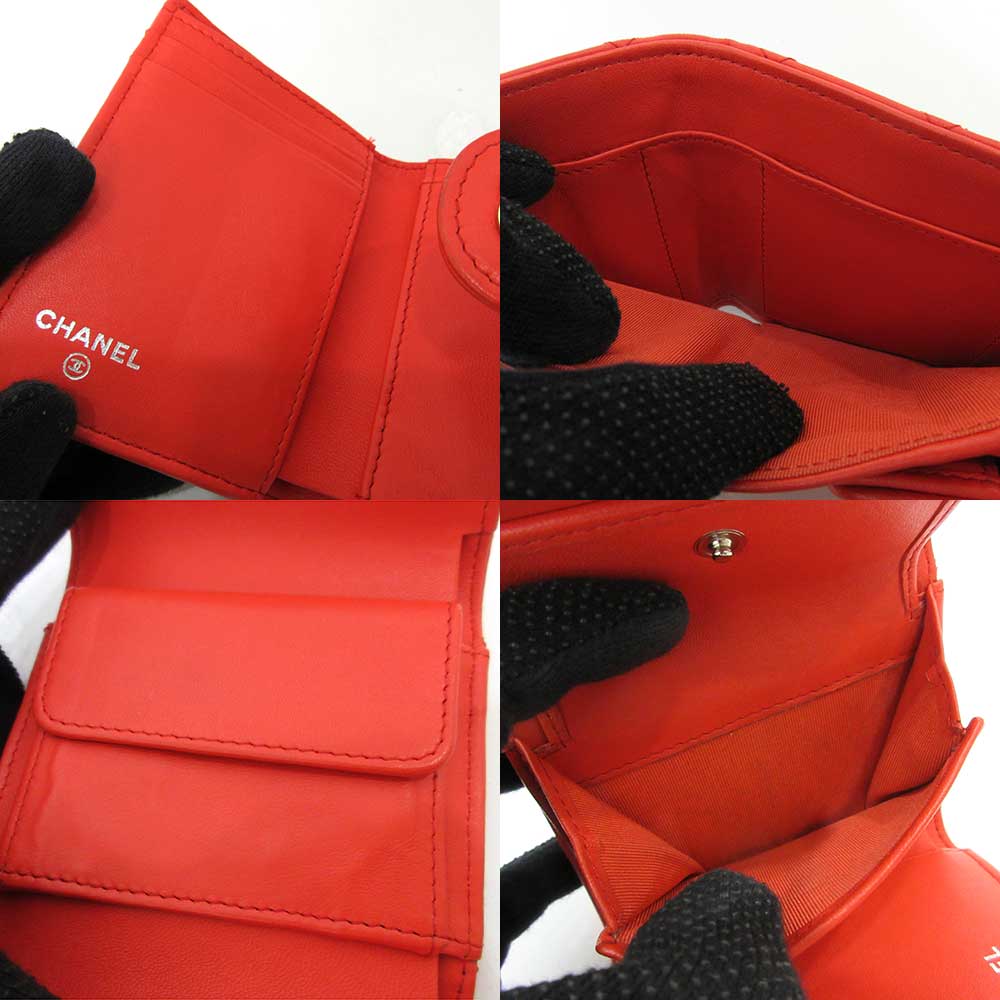 Chanel Small Wallet Orange Red Lambskin