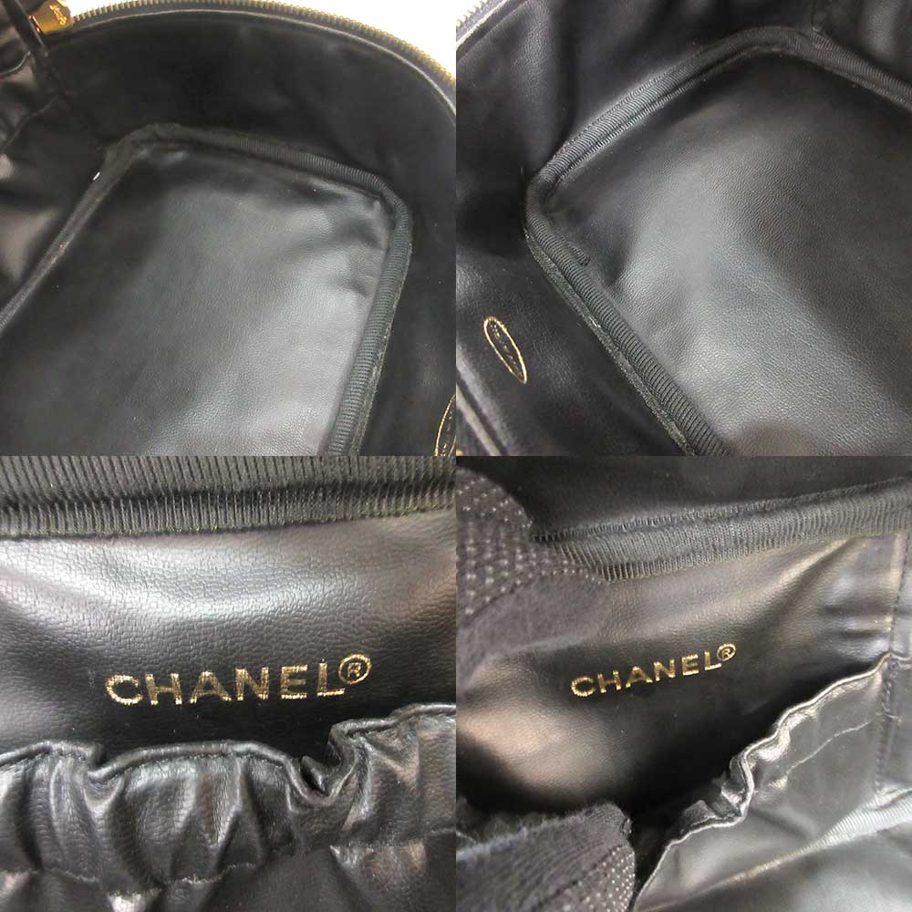 Chanel Caviar Vanity Bag Black Gold A01997