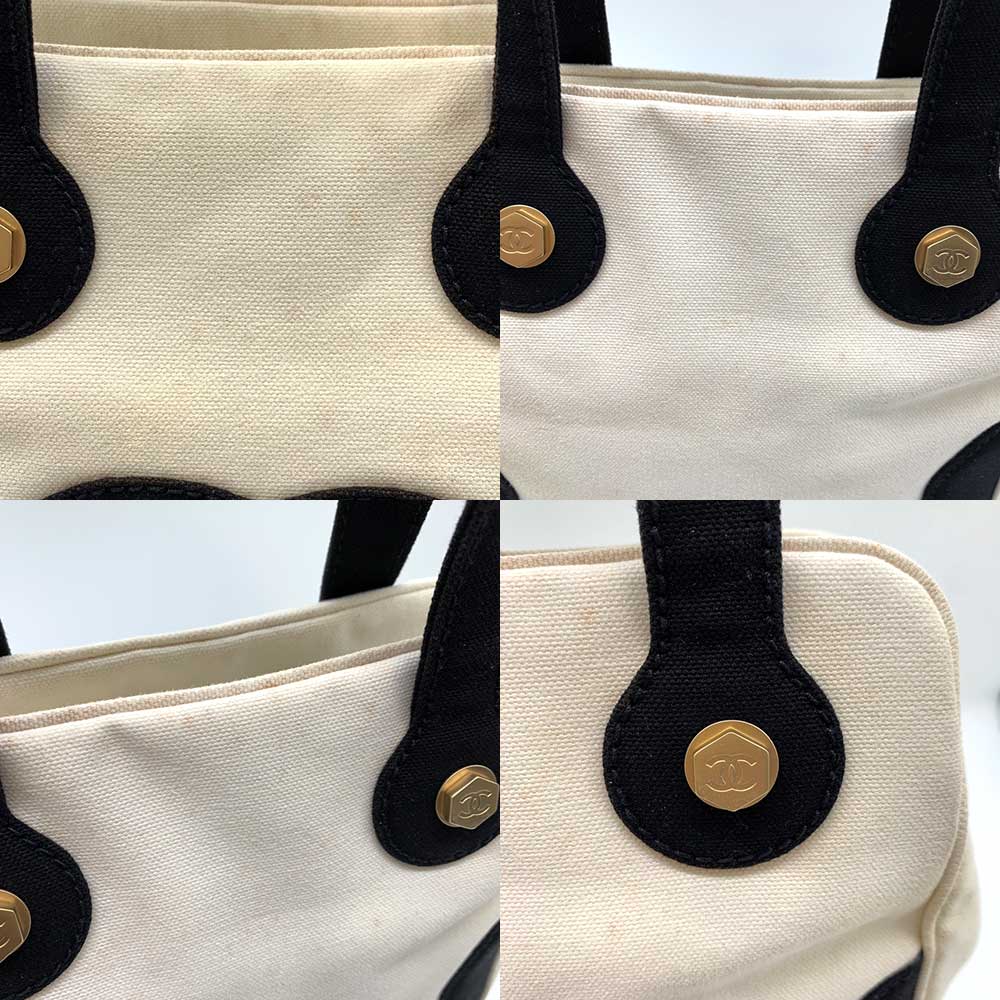 Chanel Canvas Marshmallow Handbag Ivory Black