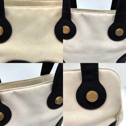 Chanel Canvas Marshmallow Handbag Ivory Black