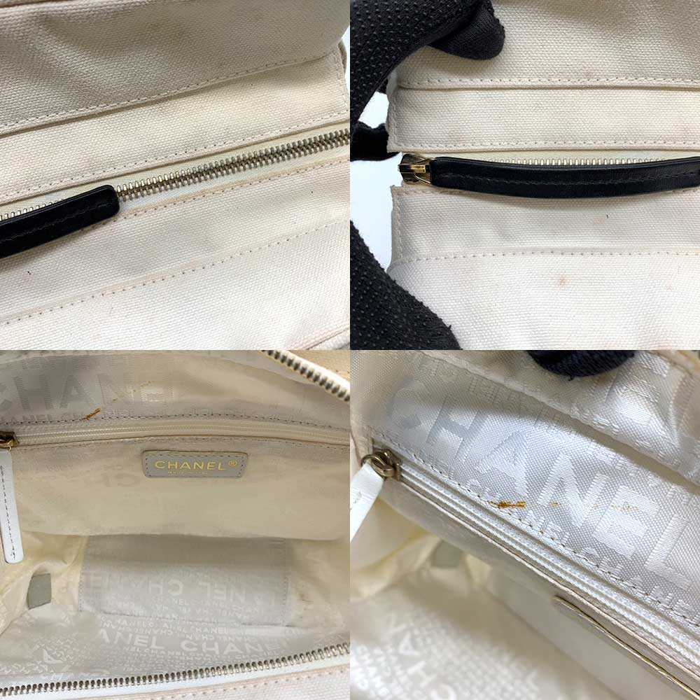 Chanel Canvas Marshmallow Handbag Ivory Black