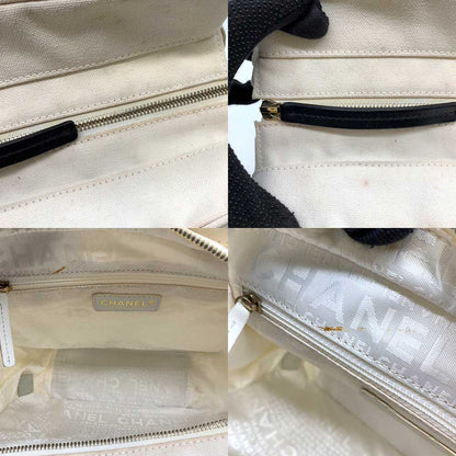 Chanel Canvas Marshmallow Handbag Ivory Black