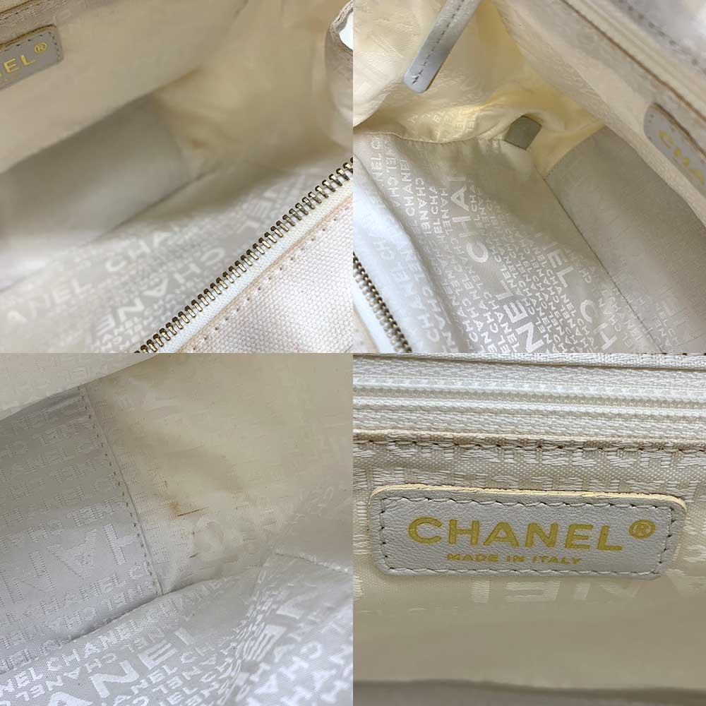 Chanel Canvas Marshmallow Handbag Ivory Black