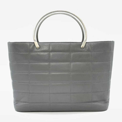 Chanel Chocolate Bar Handbag Gray Leather