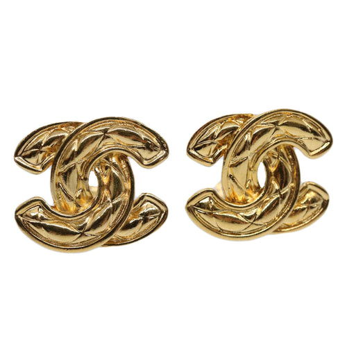 CHANEL COCO Mark Earring Gold Tone CC 60078A
