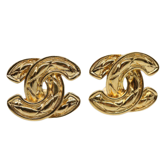 CHANEL COCO Mark Earring Gold Tone CC 60078A