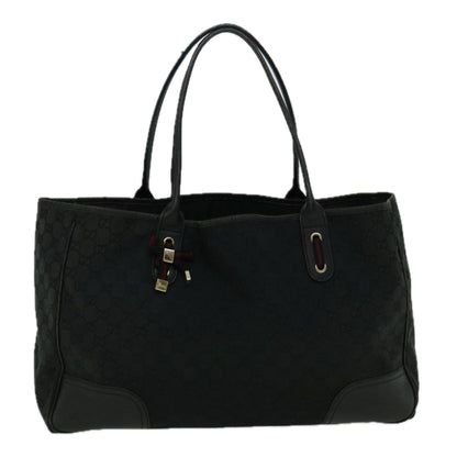 GUCCI GG Canvas Sherry Line Tote Bag Black Red 161719  60141