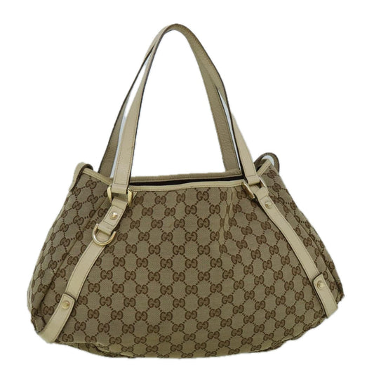 GUCCI GG Canvas Tote Bag Beige White 130736  60142