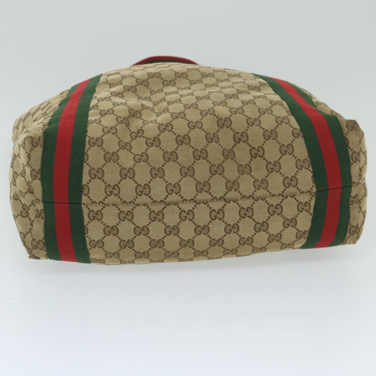 GUCCI GG Canvas Web Sherry Line Tote Bag Beige Red Green 189669  60144
