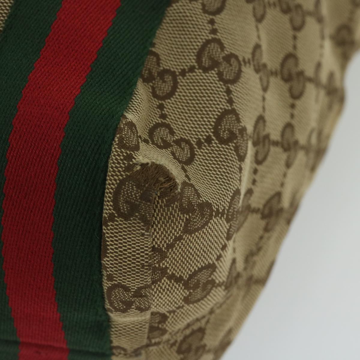 GUCCI GG Canvas Web Sherry Line Tote Bag Beige Red Green 189669  60144