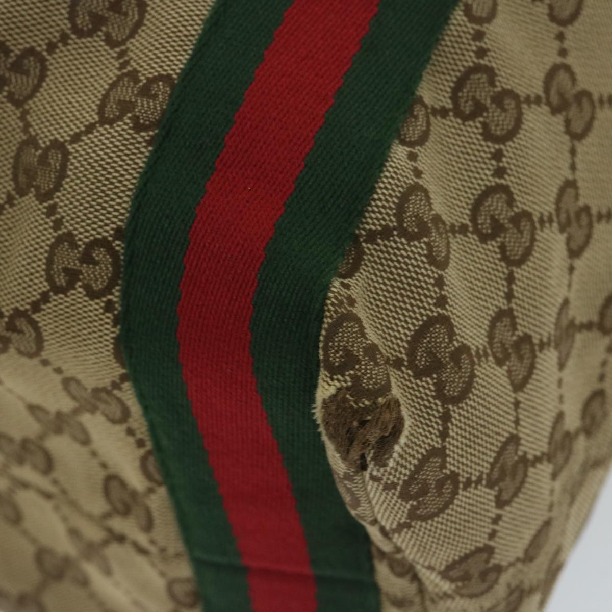 GUCCI GG Canvas Web Sherry Line Tote Bag Beige Red Green 189669  60144