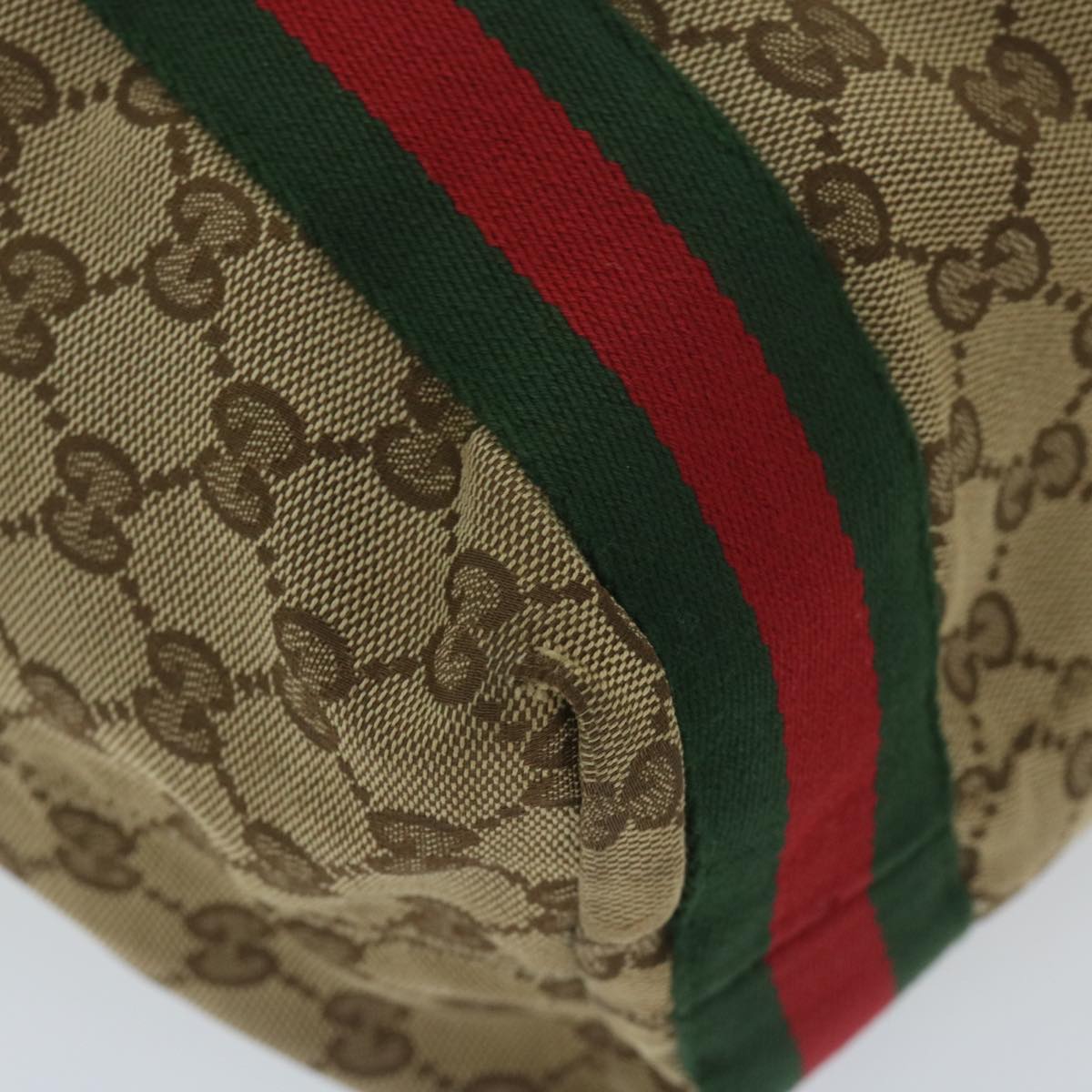 GUCCI GG Canvas Web Sherry Line Tote Bag Beige Red Green 189669  60144
