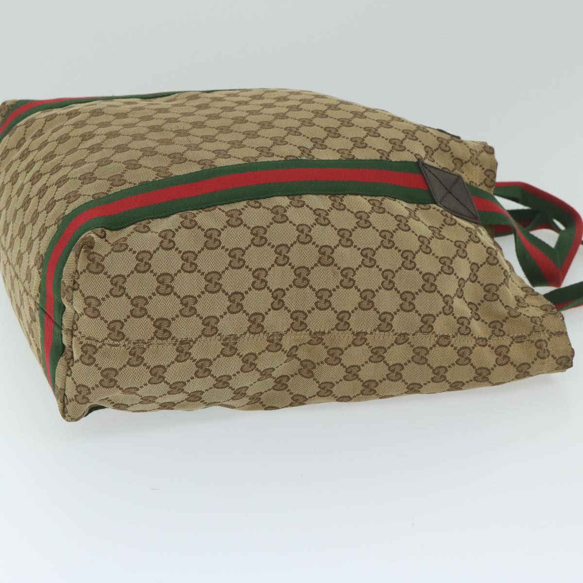 GUCCI GG Canvas Web Sherry Line Tote Bag Beige Red Green 189669  60144