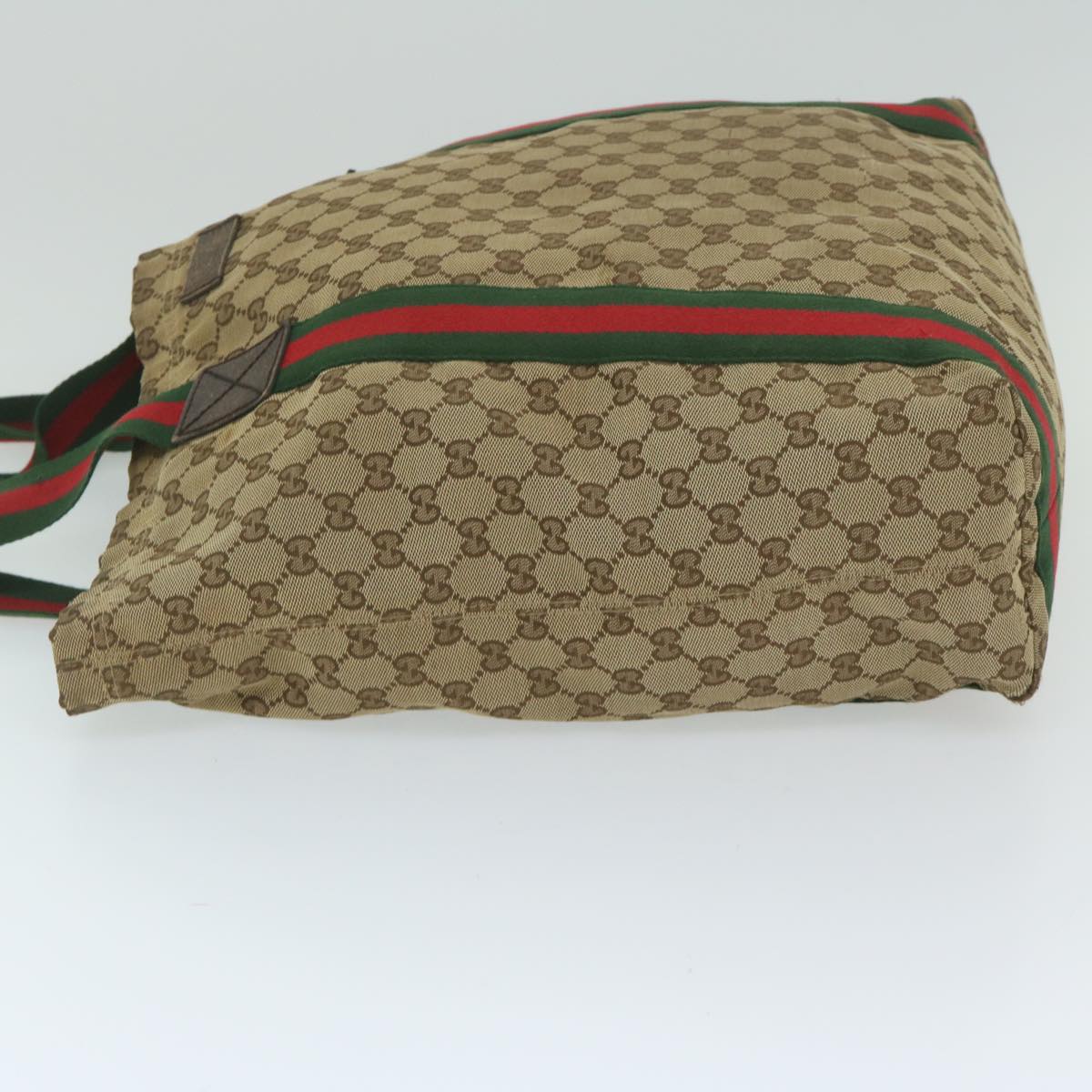 GUCCI GG Canvas Web Sherry Line Tote Bag Beige Red Green 189669  60144