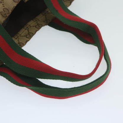 GUCCI GG Canvas Web Sherry Line Tote Bag Beige Red Green 189669  60144