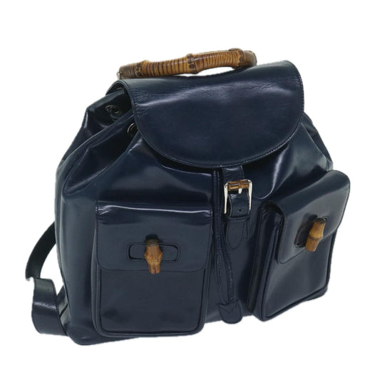GUCCI Bamboo Backpack Enamel Navy 003 2058 0016 5  60145